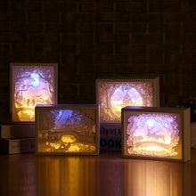 Load image into Gallery viewer, 3D Paper Carving Night Lights LED Table Lamp Bedroom Bedside Night Lights Christmas Halloween Carved Decor Lamp Birthday Gifts